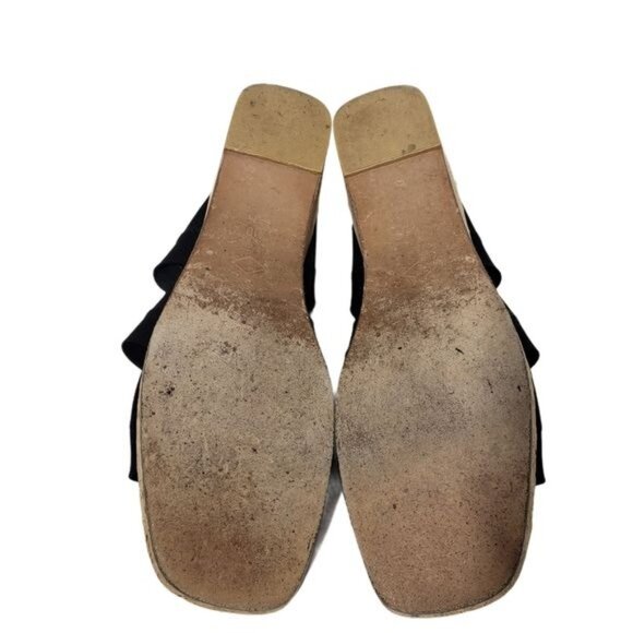 Donald J. Pliner Black Elastic Cork Wedge Sandals Size 10 Womens Platform Slides - Picture 4 of 9